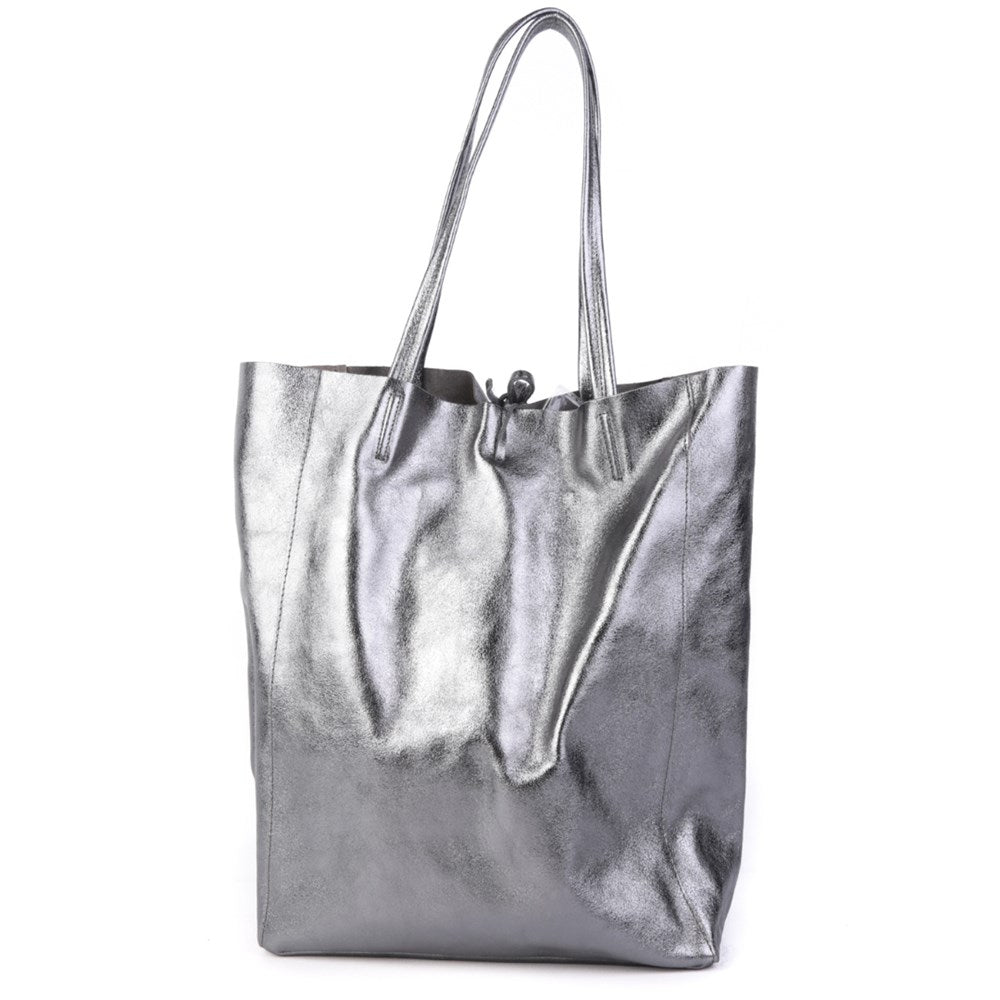 Maison Fanli - Leather Tote - Metallic Grey
