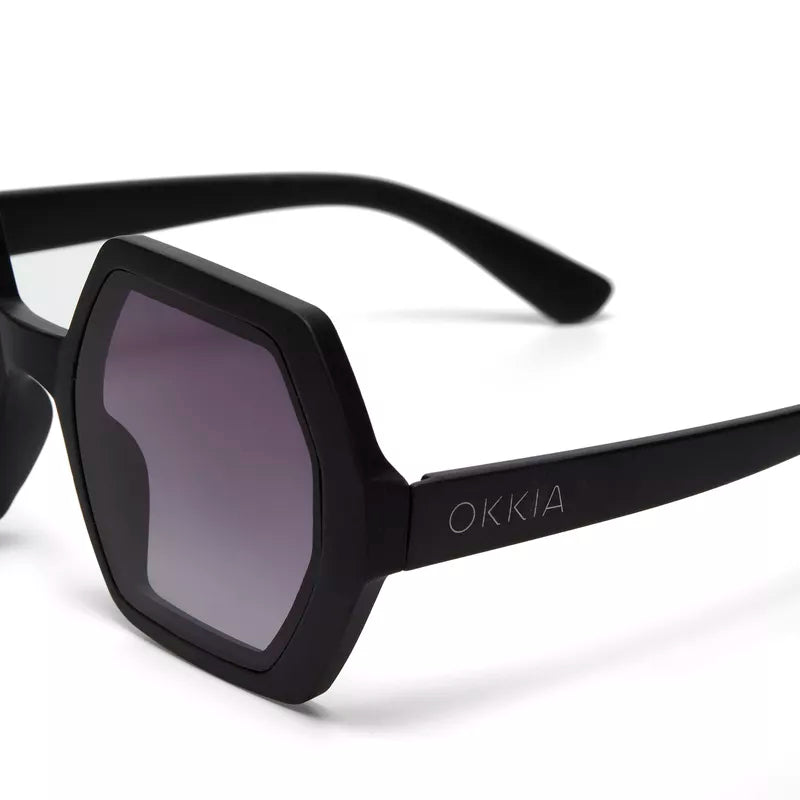 Okkia  - EMMA Hexagon Sunglasses - Black