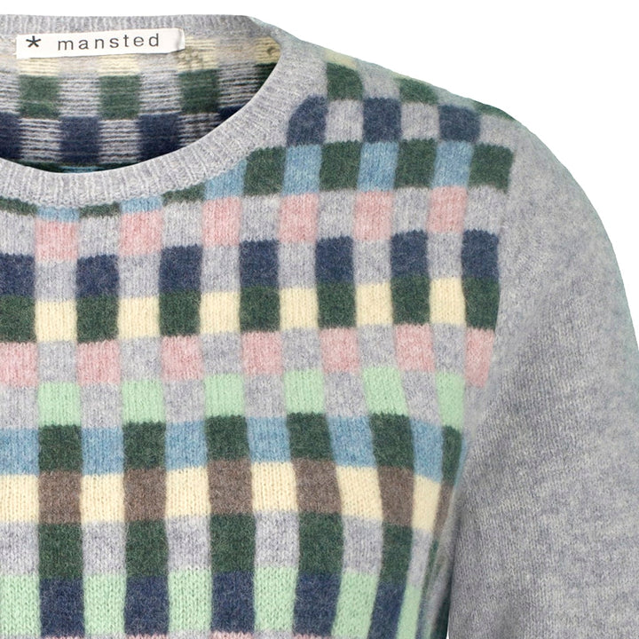 Mansted - Salka Lambswool Crew - Grey Cubist