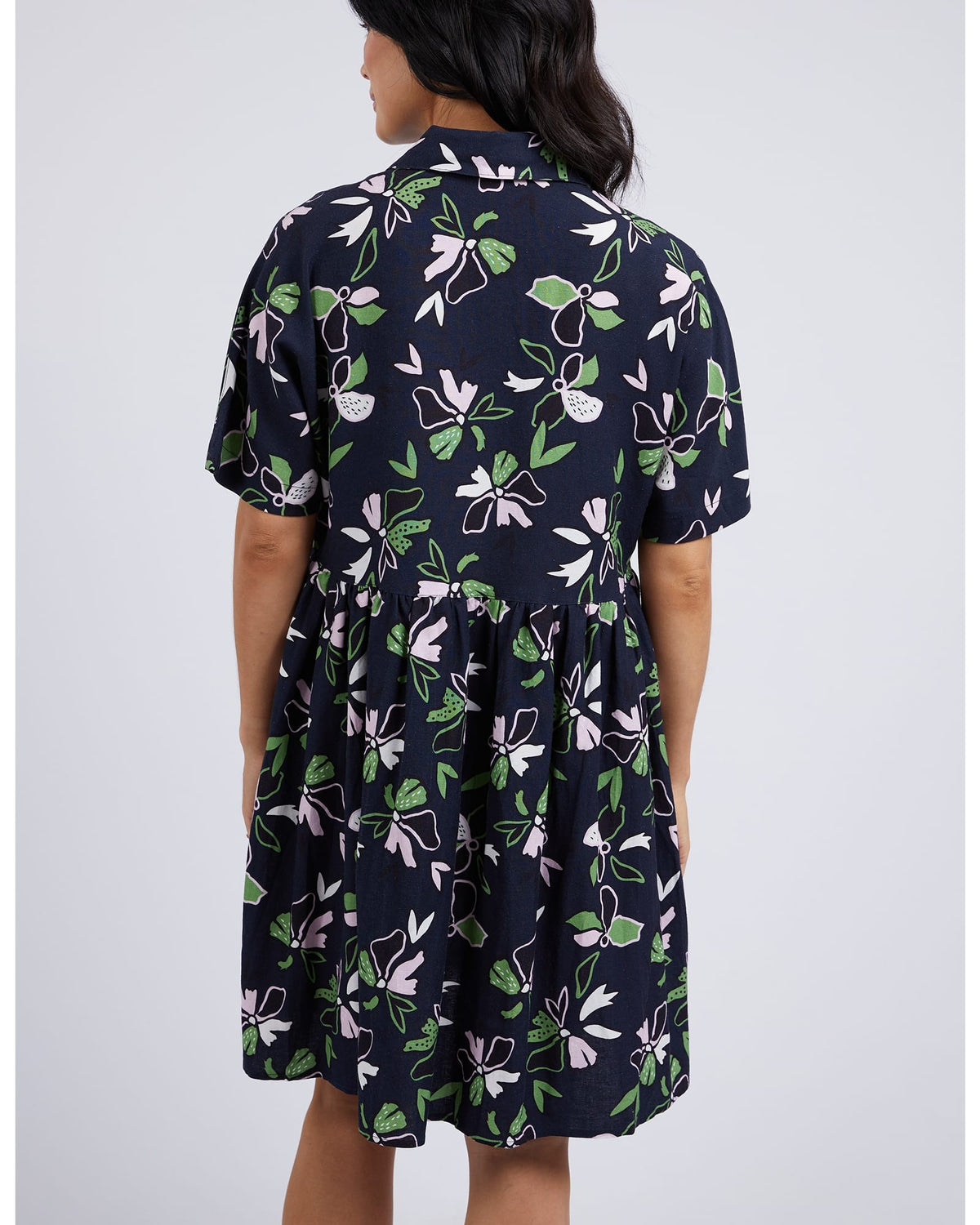 Elm - Idyll Floral Dress - Navy Green