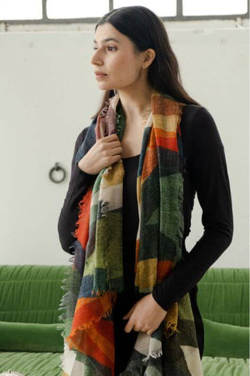 Yoko - Annica Wool Scarf - Orange Green