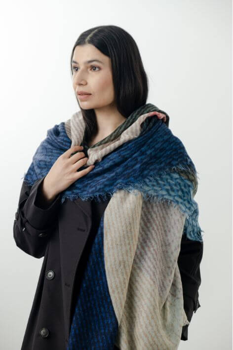 Yoko - Annica Blue Wool Scarf