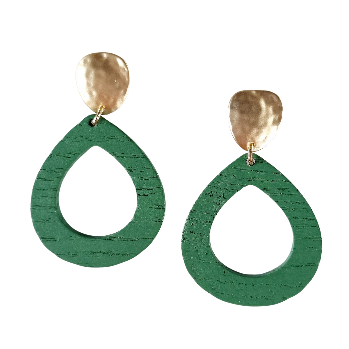 Zoda - Stacey Teardrop Wood Earrings - Green