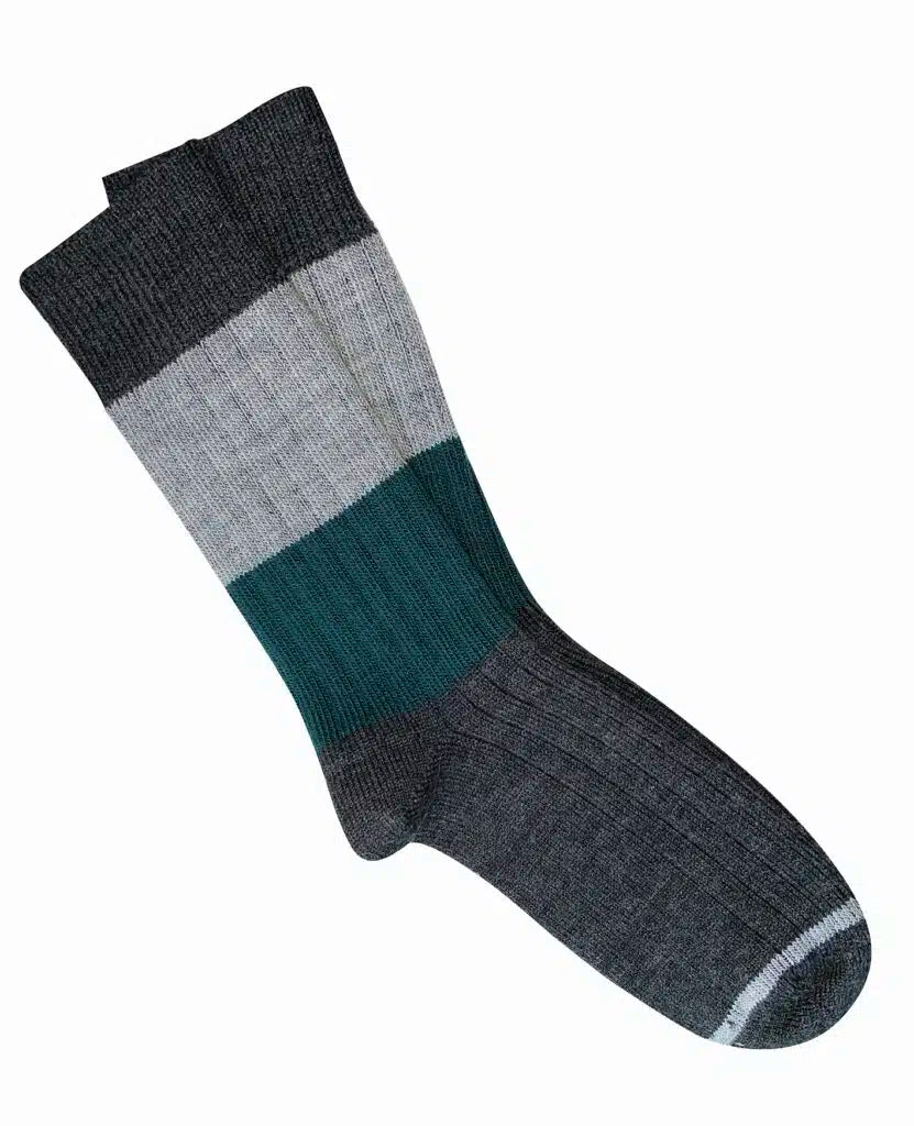 Tightology – Chunky Rib Charcoal Stripe Merino Wool Socks