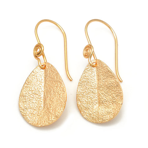 Gemma Earring - Textured Leaf - Gold Plated