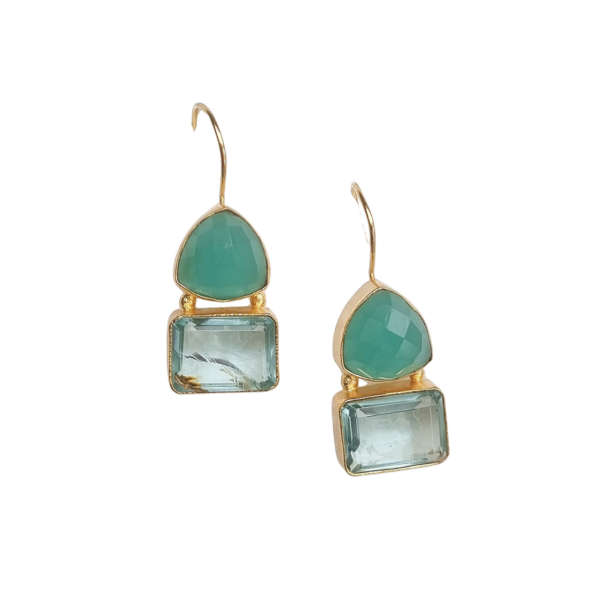 Zoda - Elise Square Stone Earrings - Aqua