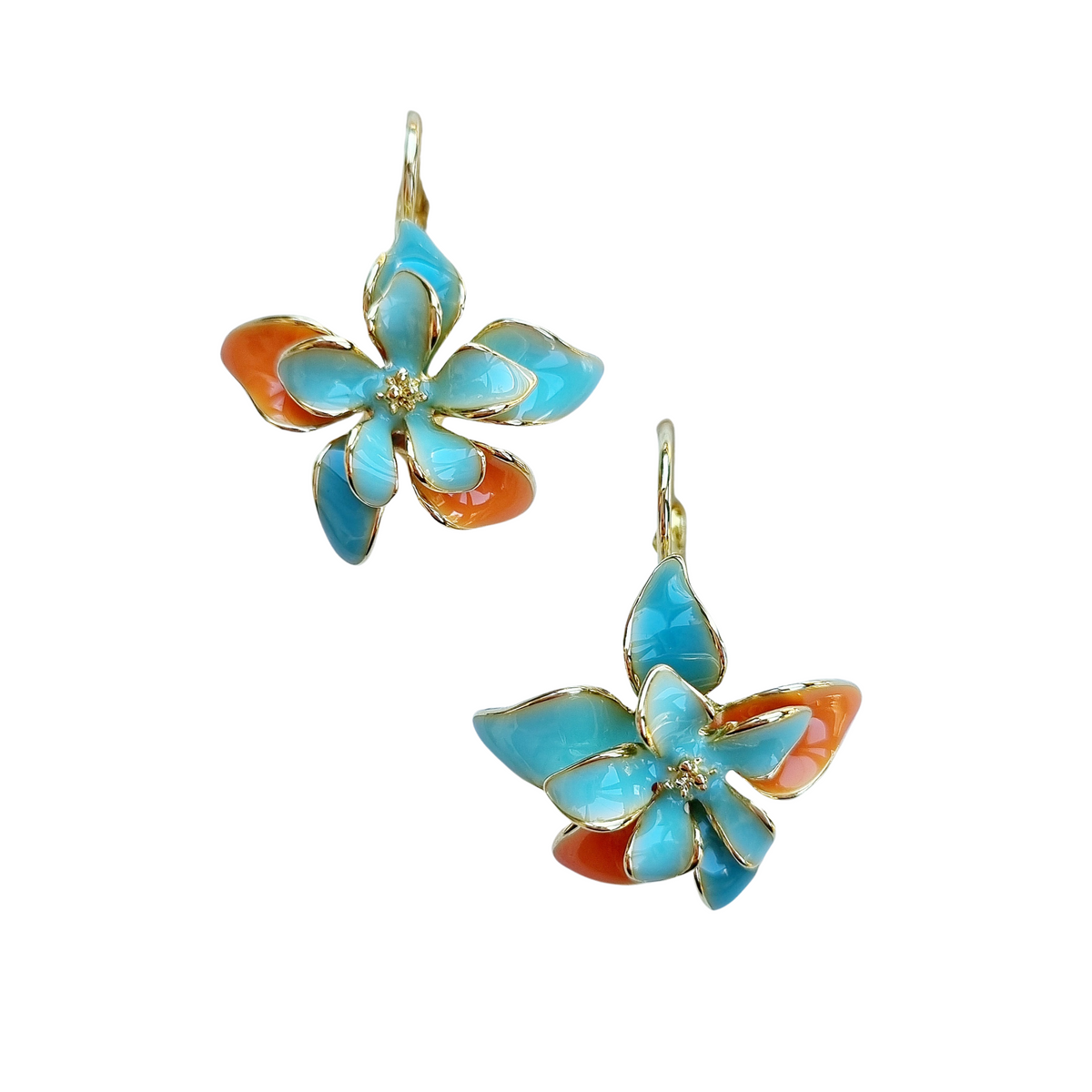 Zoda - Yasmine Enamel Flower Earrings - Aqua