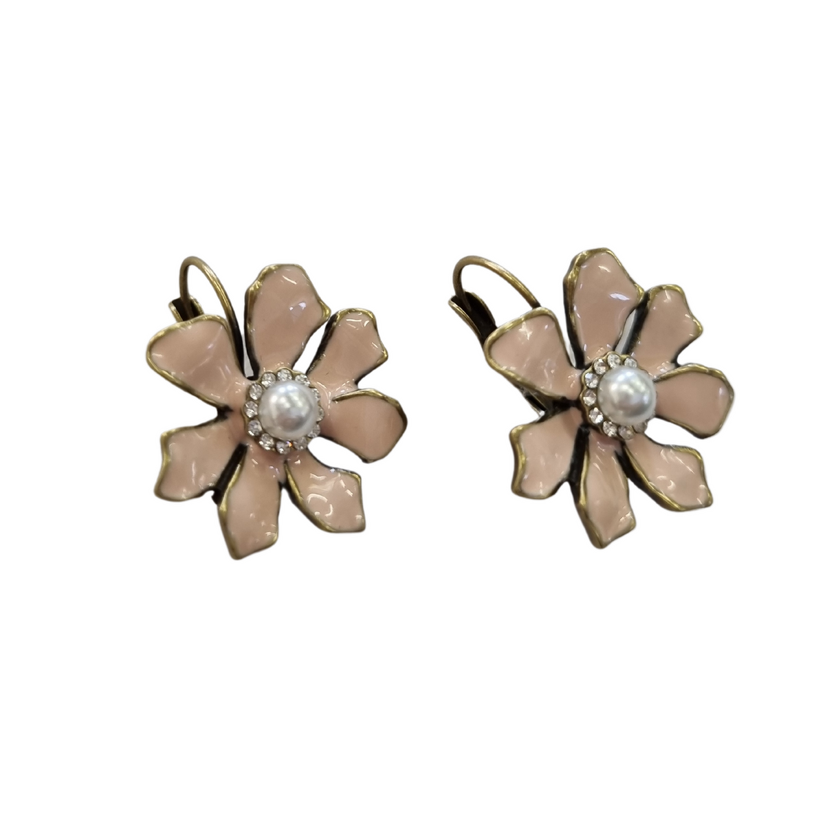 Zoda - Enamel Pearl Flower Earring - Pink
