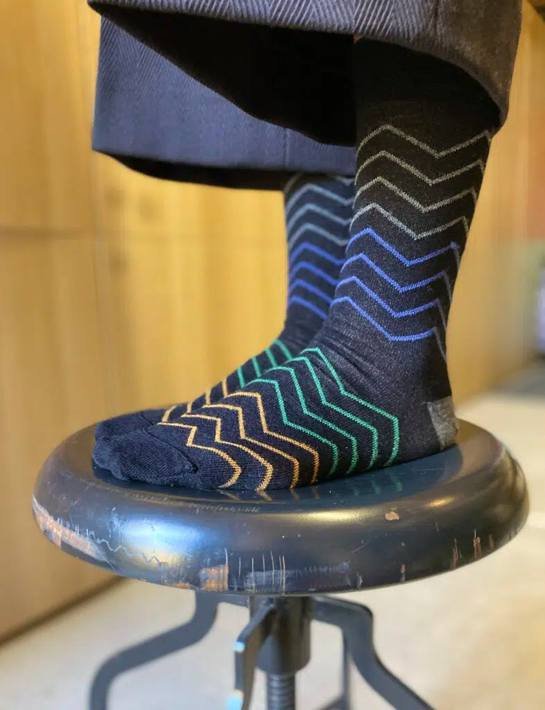 Tightology – Waves Black Merino Wool Socks