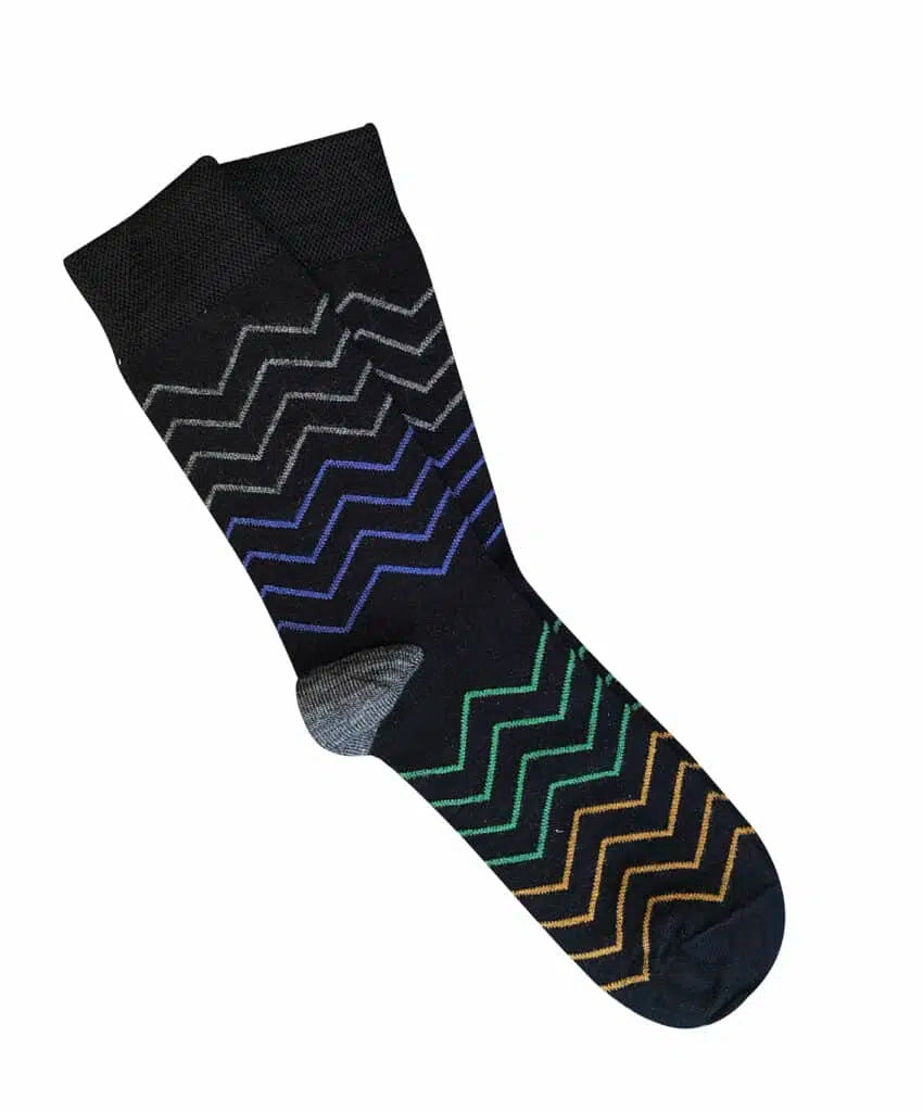Tightology – Waves Black Merino Wool Socks