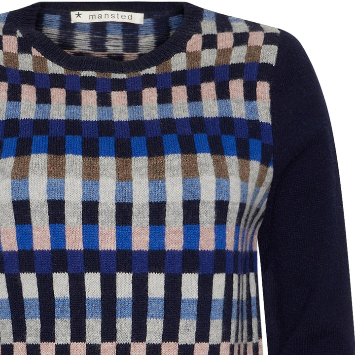 Mansted - Salka Lambswool Crew - Navy Cubist