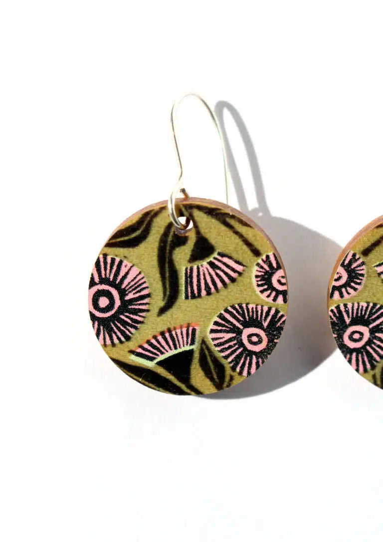 To The Trees - Pink Eucalyptus Blossom Earrings - Small