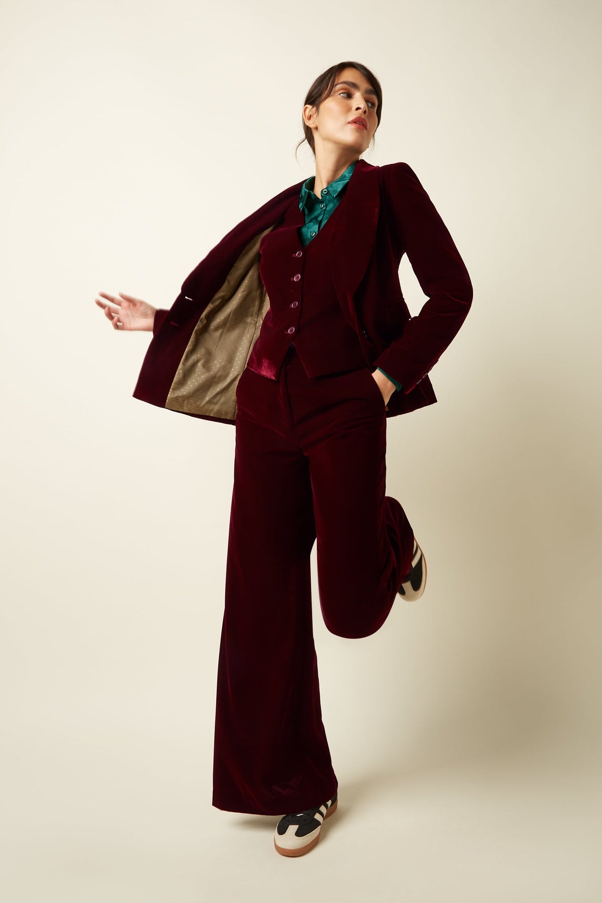 King Louie - Brooke Blazer Gamine Velvet - Red