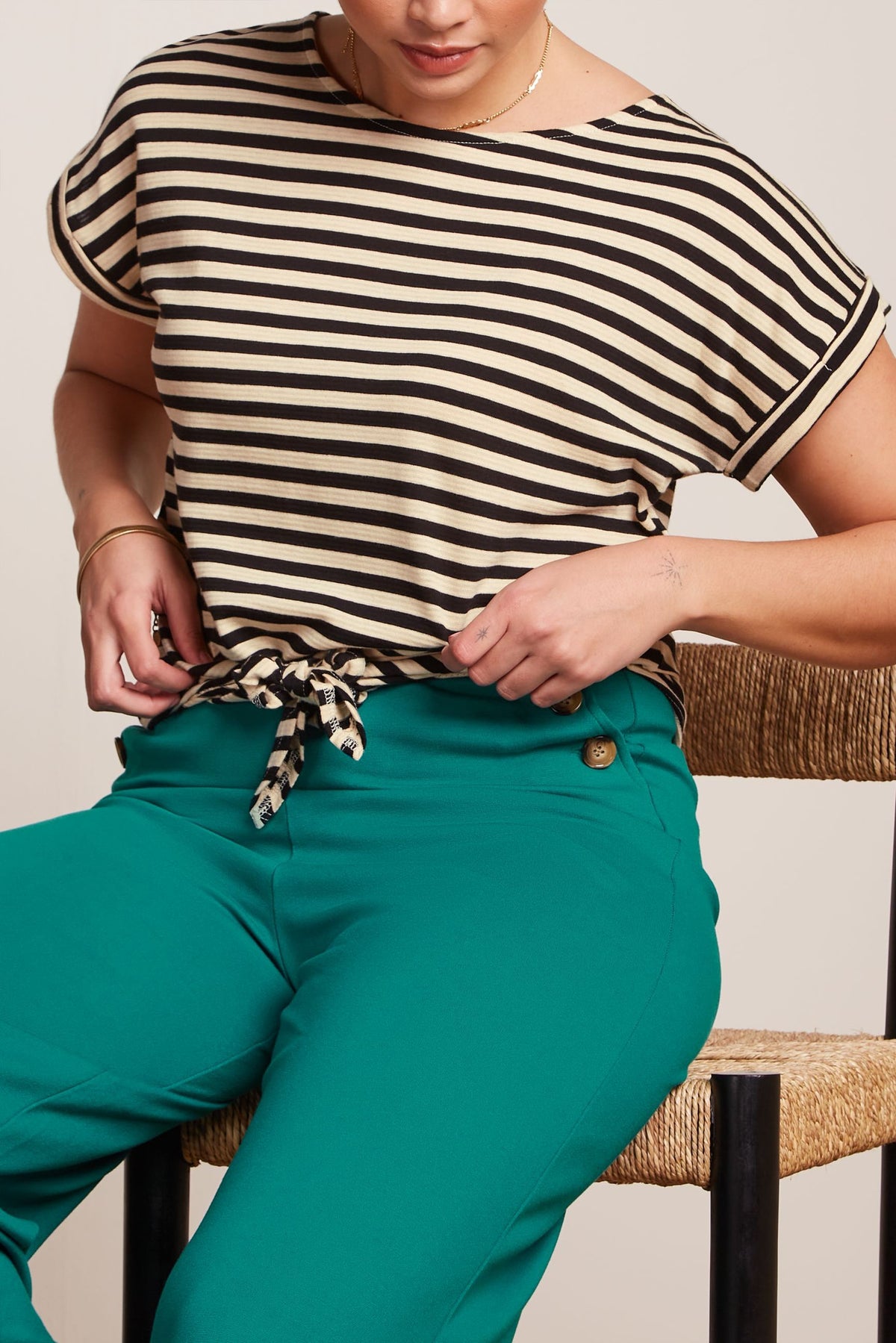 King Louie - Aria Knot Top -  Chopito Stripe Black