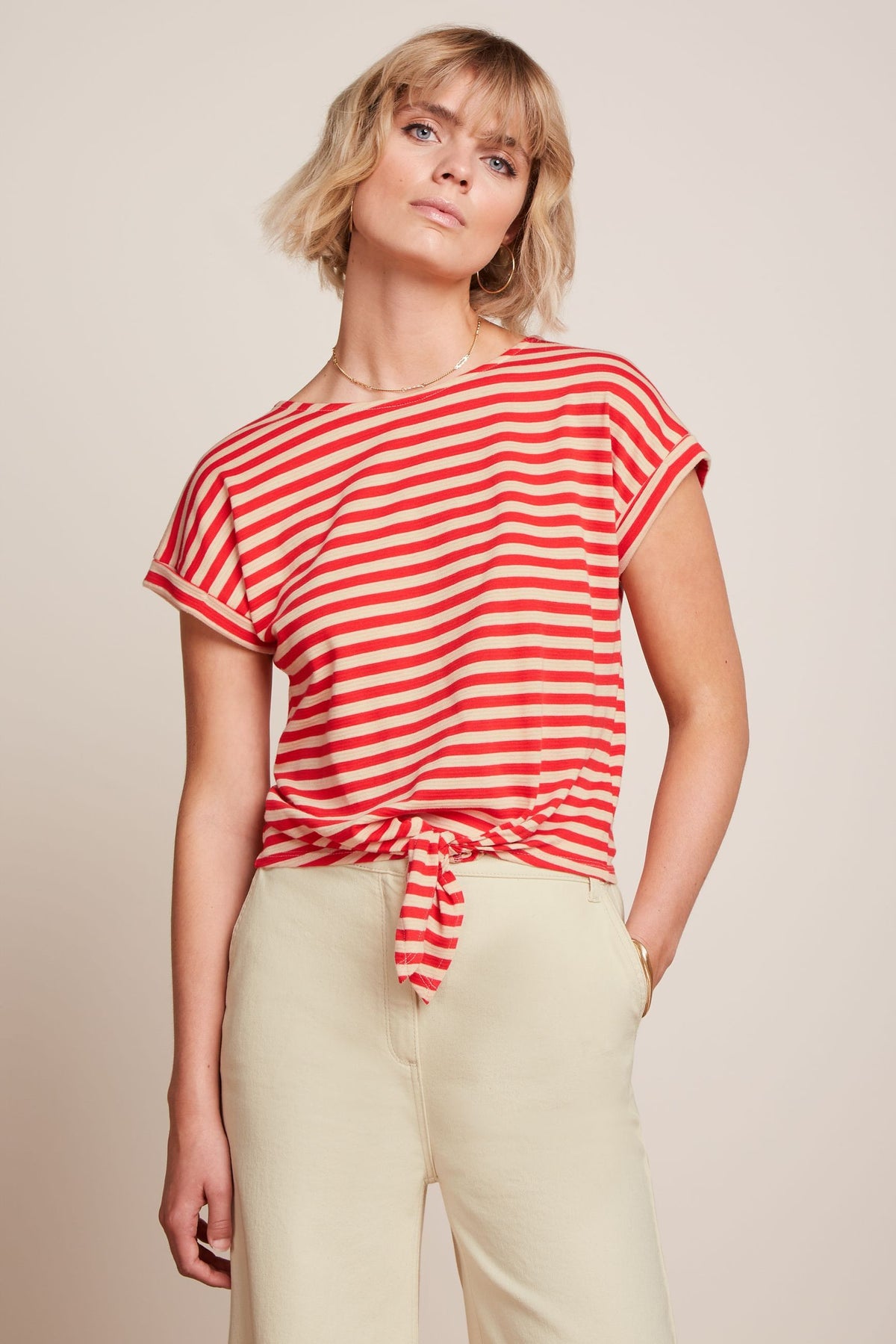 King Louie - Aria Knot Top -  Chopito Stripe Red