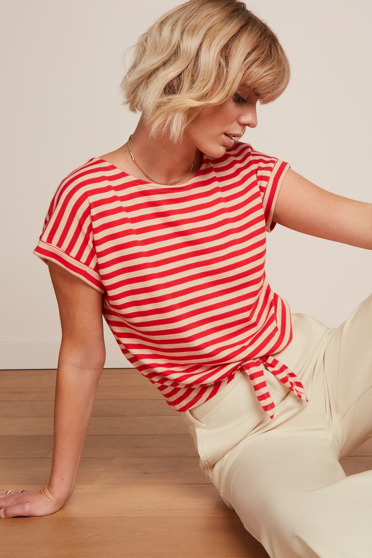 King Louie - Aria Knot Top -  Chopito Stripe Red