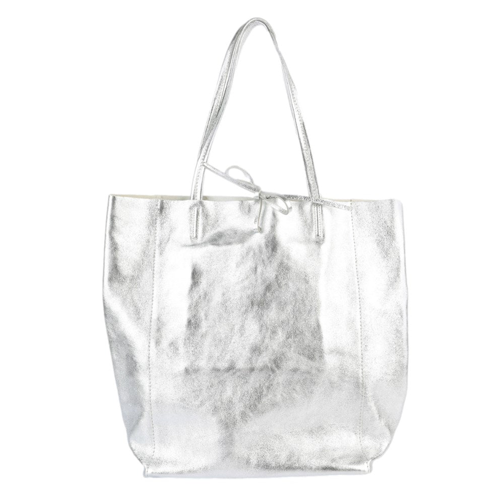 Maison Fanli - Leather Tote - Metallic Silver