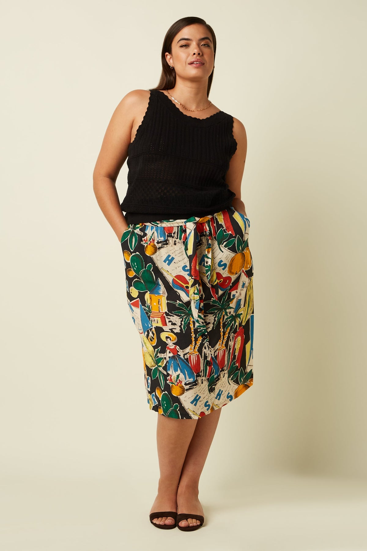 King Louie -  Lola Button Skirt - Tropez