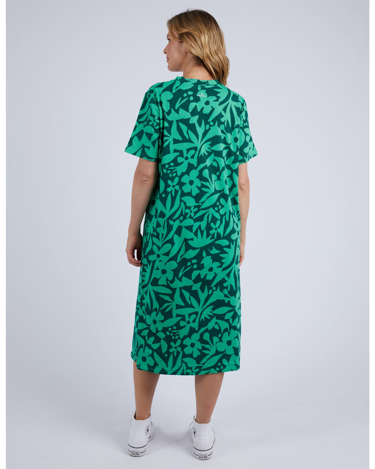 Elm - Stencil Floral Tee Dress - Green