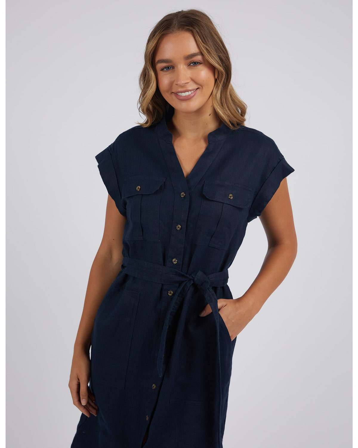 Foxwood - Harlow Linen Dress - Navy