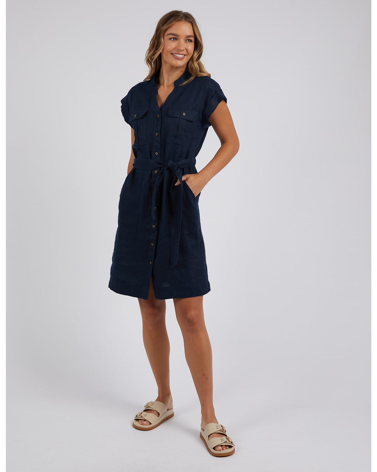 Foxwood - Harlow Linen Dress - Navy