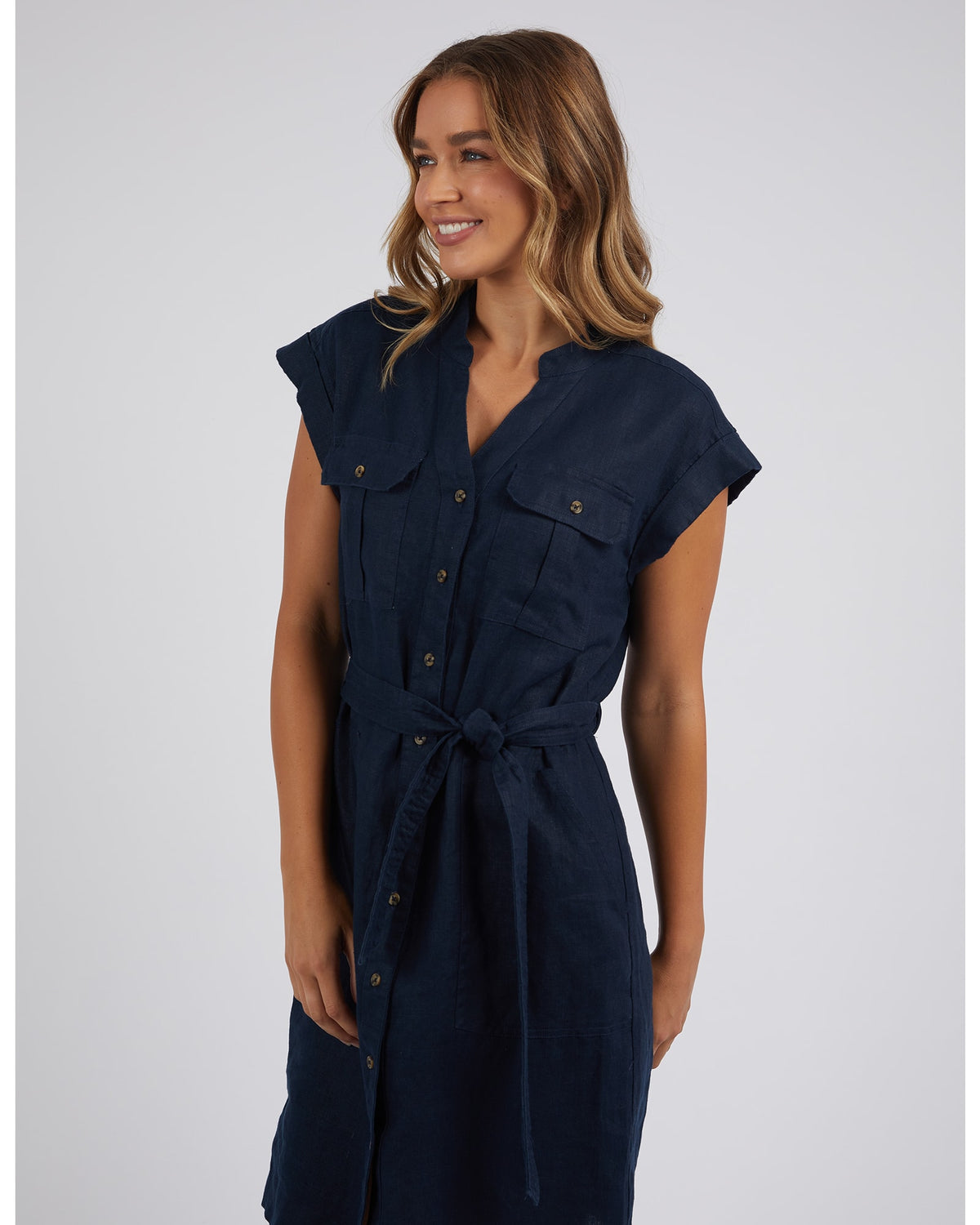 Foxwood - Harlow Linen Dress - Navy