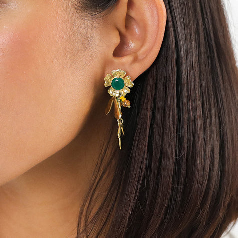 Franck Herval -   MATHILDE flower post earrings with dangles