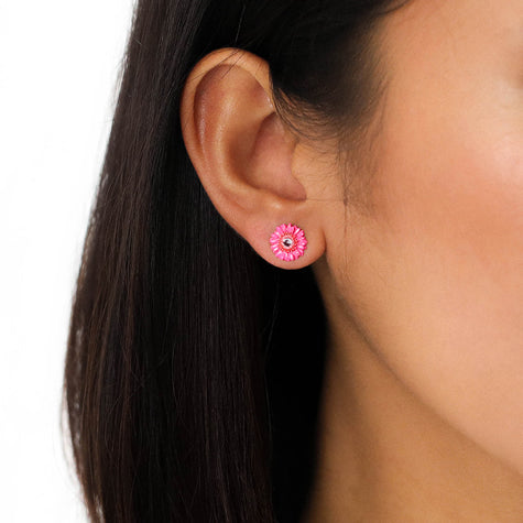 Franck Herval - RUBY gerbera flower stud earrings - Pink