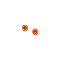 Franck Herval - RUBY gerbera flower stud earrings - orange