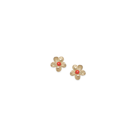 Franck Herval - ROSALIE orange flower stud earrings