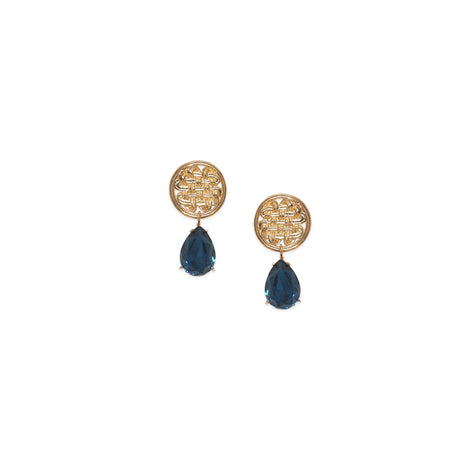 Franck Herval - CHARLIE woven disc post earrings with blue drop