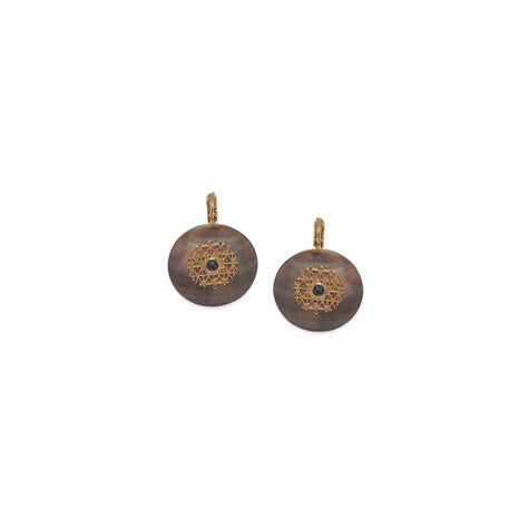 Franck Herval - GISELE blacklip disc french hook earrings