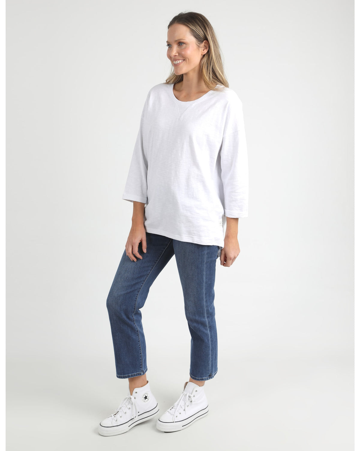 Elm - Annie 3/4 Sleeve Tee - White