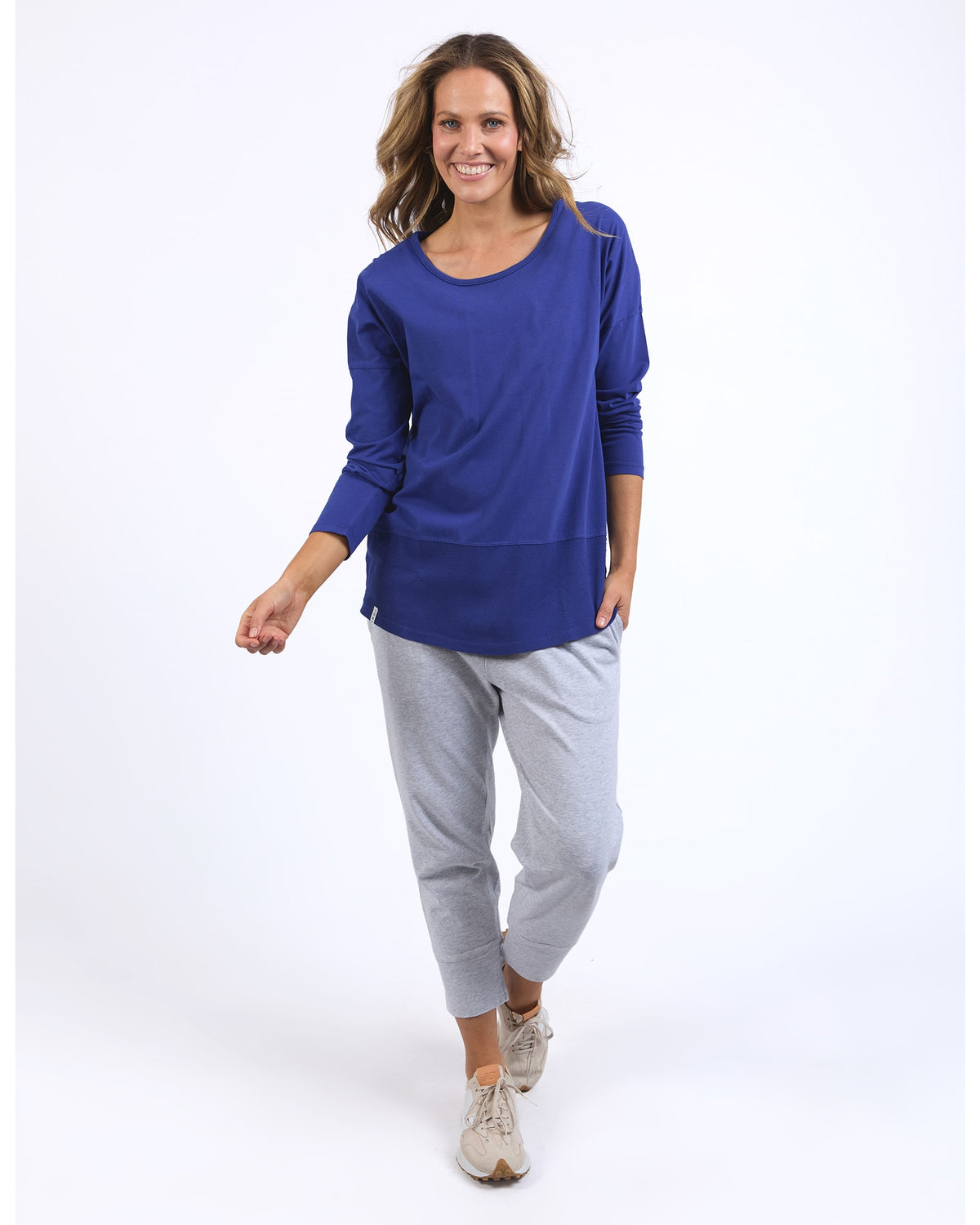 Elm - Rib Long Sleeve Tee - Deep Blue