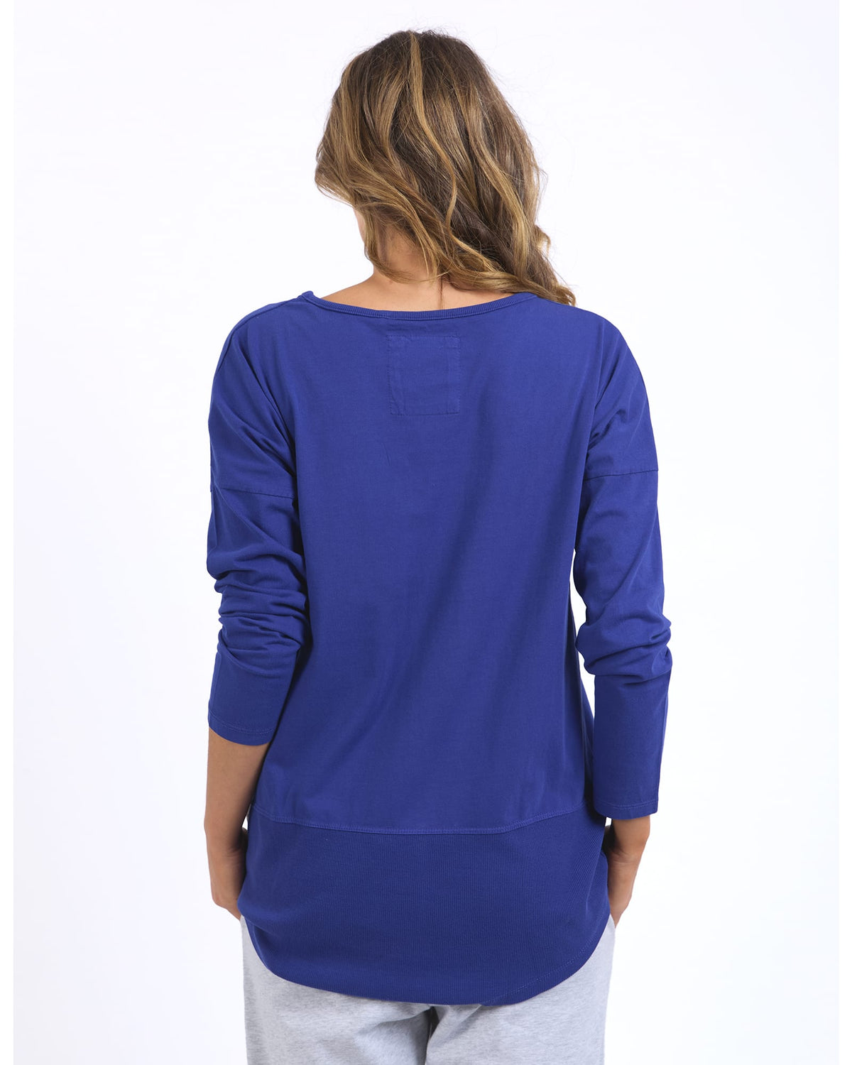 Elm - Rib Long Sleeve Tee - Deep Blue