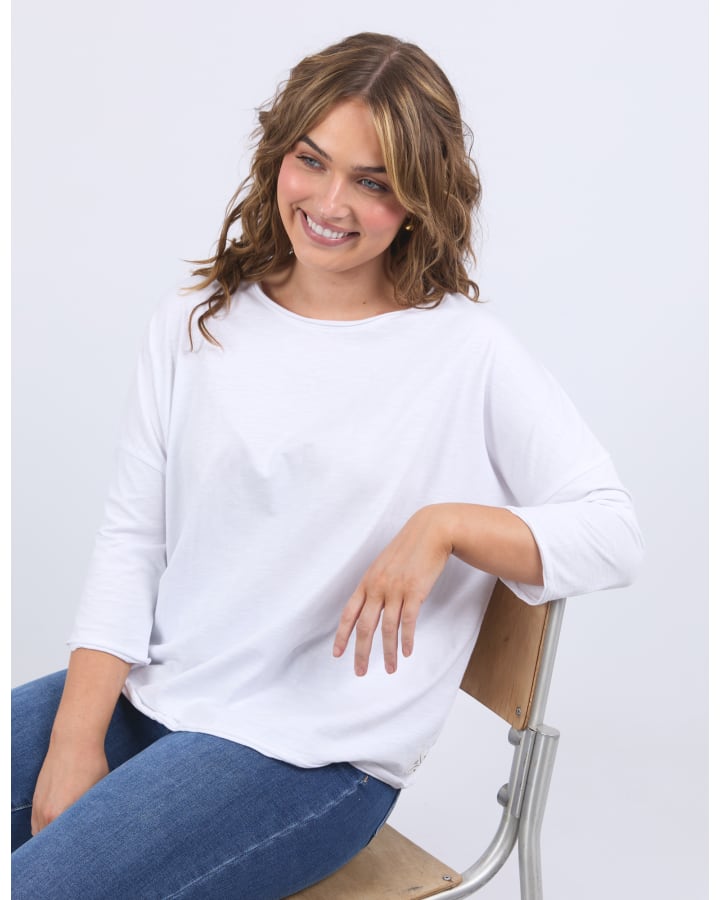 Elm - Anya Long Sleeve Tee -  White