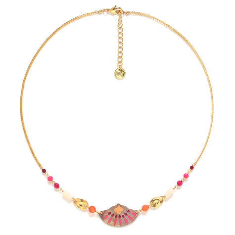 Franck Herval - YOKO looped bead necklace + enamel shell