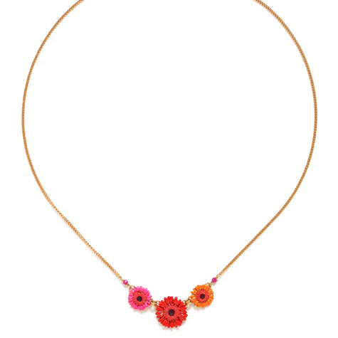 Franck Herval - RUBY 3 gerbera flower short necklace