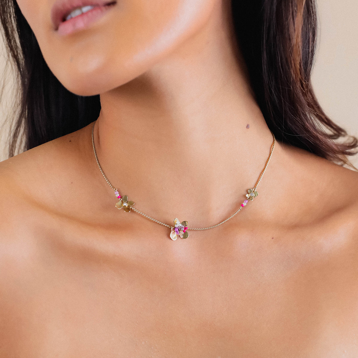 Franck Herval -  ESTELLE - 3 Flower Necklace