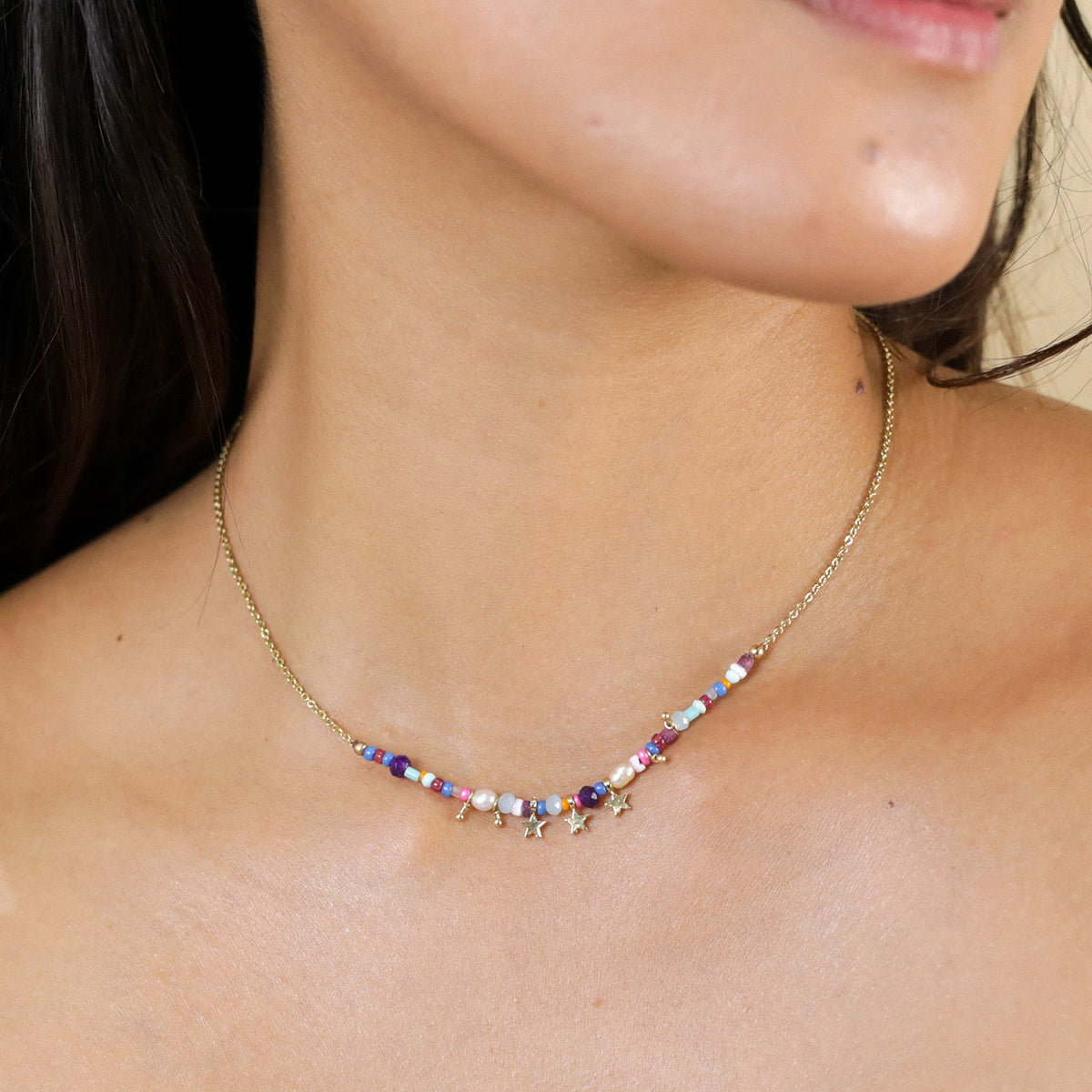Franck Herval - JOY 3-stars thin necklace