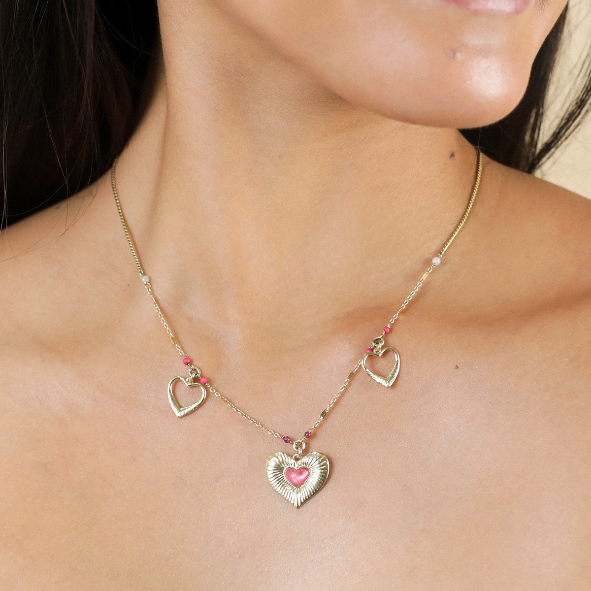 Franck Herval - ESMEE 3 heart dangle necklace