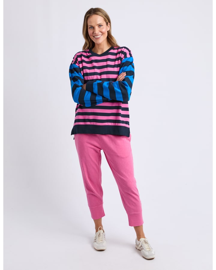 Elm - Eden Crew - Pink Navy Stripe