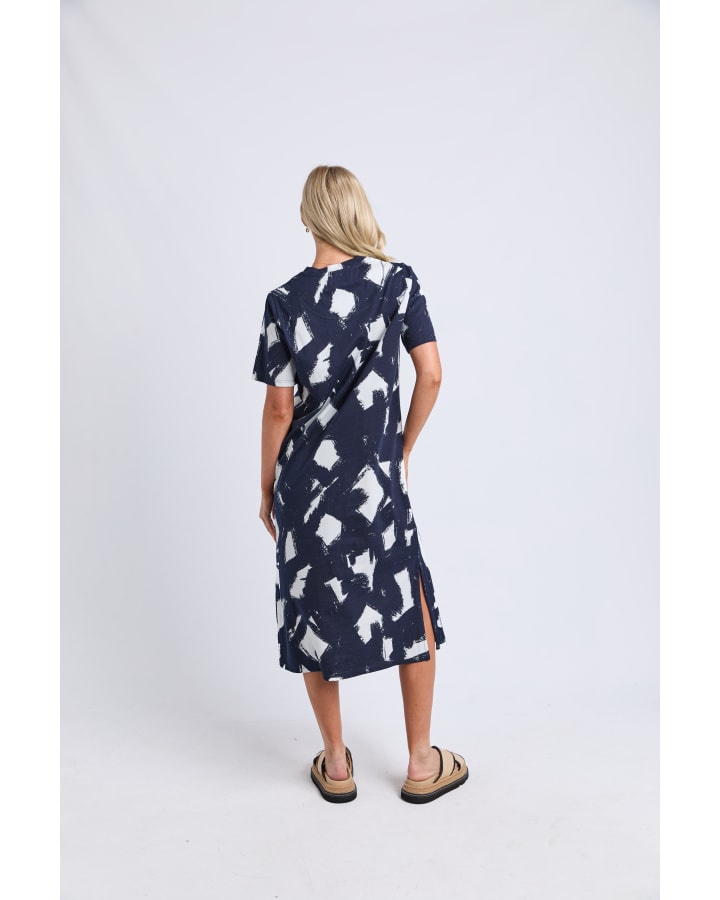 Elm - Klee Tee Dress -  Navy White