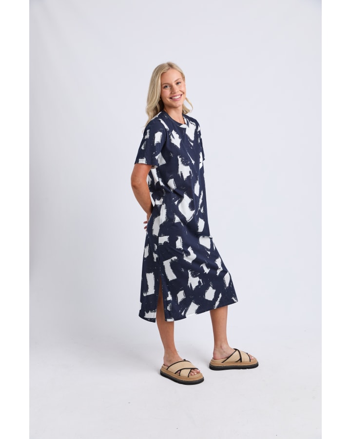 Elm - Klee Tee Dress -  Navy White