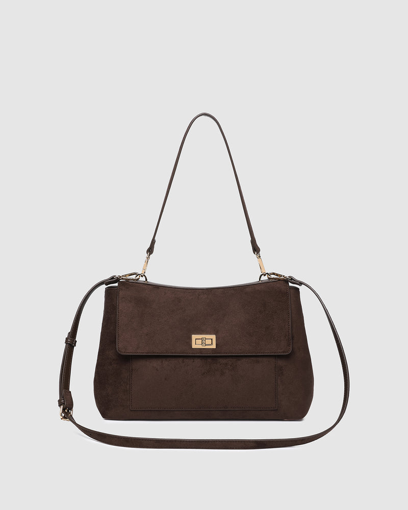 Louenhide - Arden Suedette Shoulder Bag - Chocolate