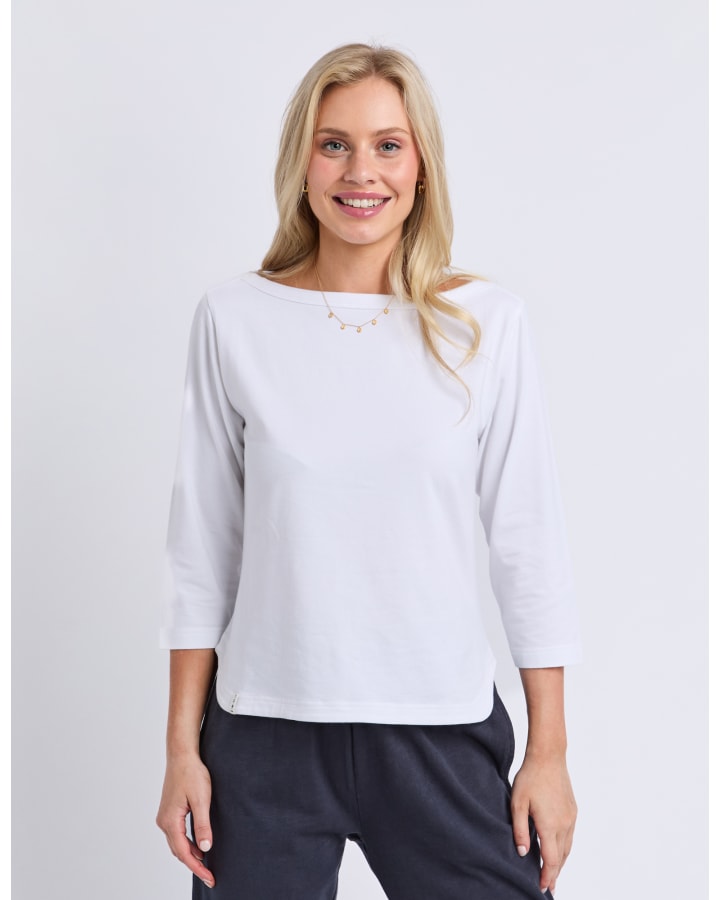 Elm - Eliza Boat Neck Tee - White