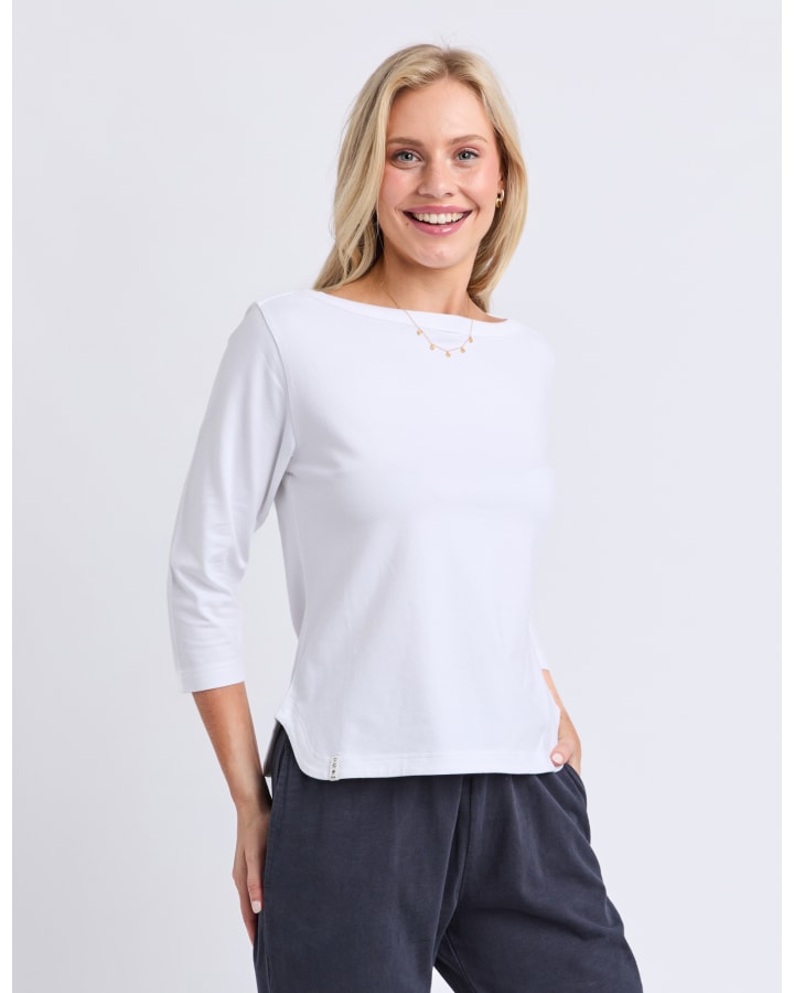 Elm - Eliza Boat Neck Tee - White