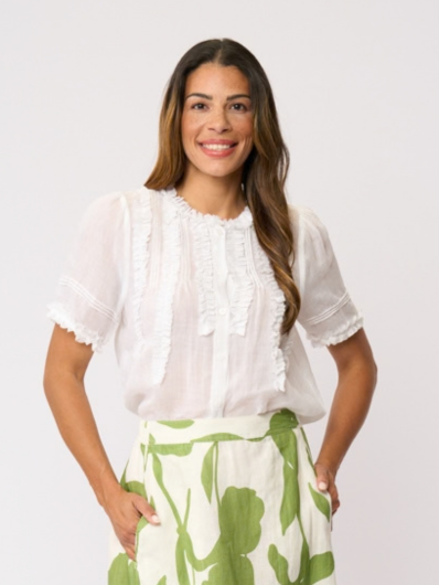 Foil  - Frill Of It Blouse - White
