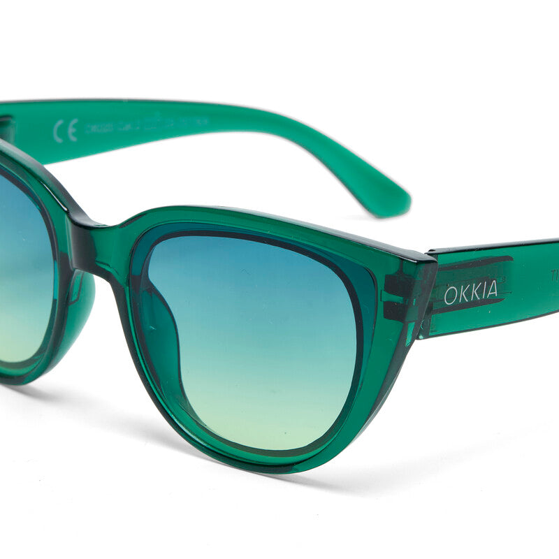 Okkia  - SILVIA Cat Eye Sunglasses - Translucent Green