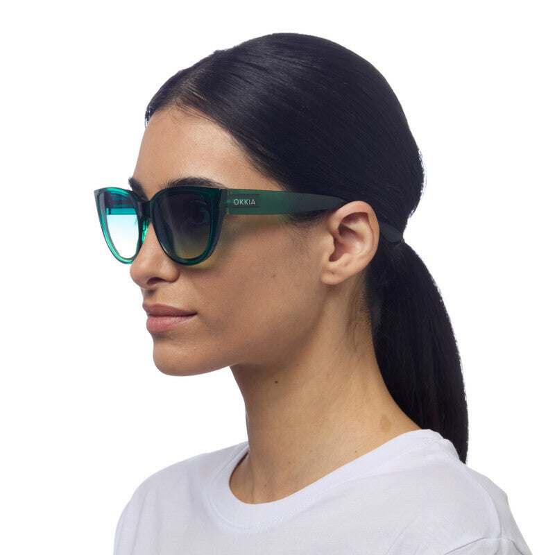 Okkia  - SILVIA Cat Eye Sunglasses - Translucent Green